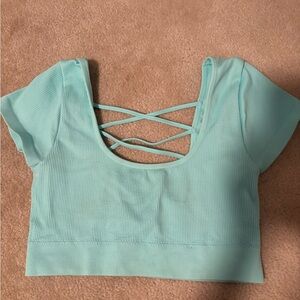 Aerie Light Blue Crisscross Back Top